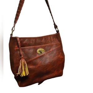 Serrv Burgundy Wine Leather Handbag